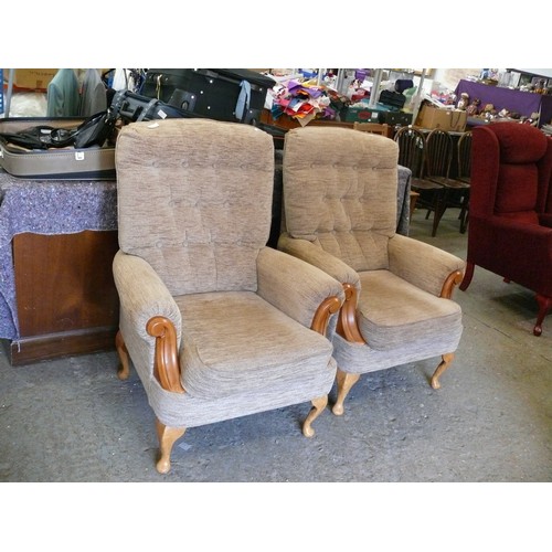 427 - PAIR OF ARMCHAIRS IN BEIGE CHENILLE