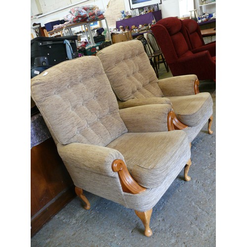 427 - PAIR OF ARMCHAIRS IN BEIGE CHENILLE