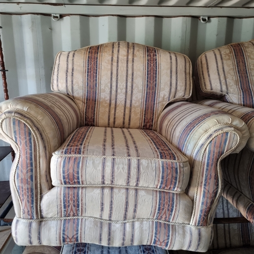 459 - 3 SEATER SOFA WITH 2 MATCHING ARMCHAIRS AND FOOTSTOOL