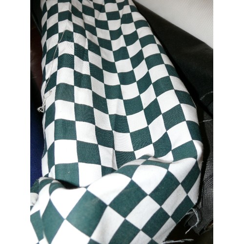 157 - A PART ROLL OF GREEN AND WHITE CHECK FABRIC