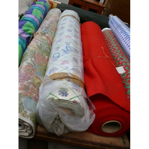 210 - A LARGE ROLL OF VINYL FLORAL FABRIC