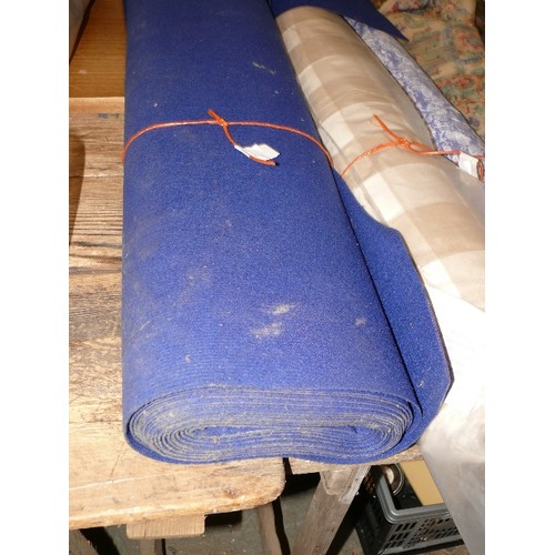 232 - A LARGE ROLL OF BLUE CARPET FABRIC FOR INTERNAL LINING OF CAMPER VANS ETC