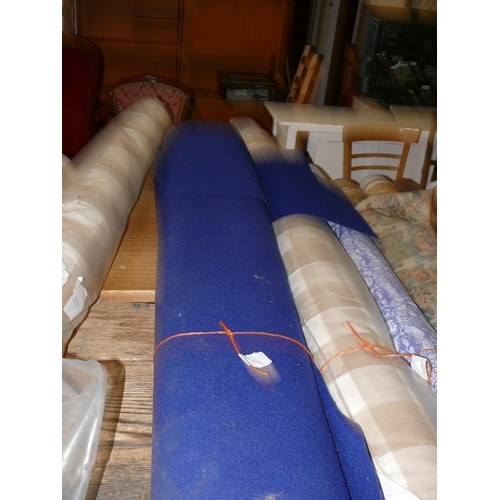 232 - A LARGE ROLL OF BLUE CARPET FABRIC FOR INTERNAL LINING OF CAMPER VANS ETC