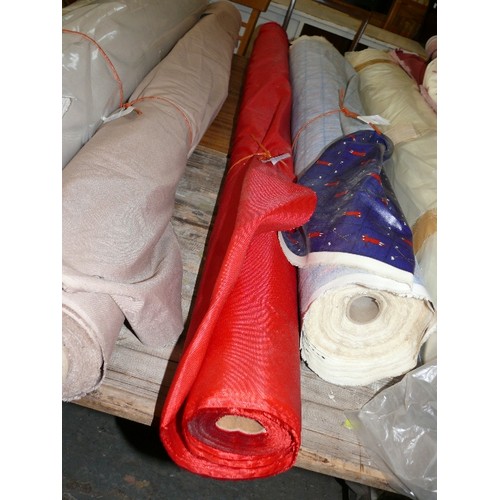 241 - A ROLL OF RED VINYL FABRIC