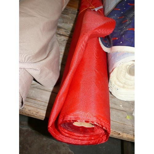 241 - A ROLL OF RED VINYL FABRIC