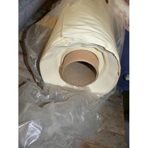 243 - A LARGE ROLL OF CREAM COLOURED VINYL MATERIAL