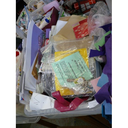 263 - A LARGE BOX OF CRAFT ITEMS, PATTERNS ETC