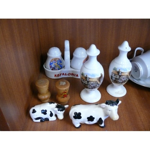 295 - 4 CRUET SETS - COWS, URNS, CORKS AND A TOURIST SET