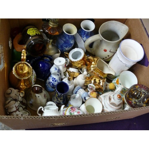 318 - BOX Of QUALITY HOUSE CLEARANCE ITEMS - MIXED  -  GILT, TRINKETS, VASES ETC