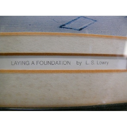 338 - LOWRIE PRINT 'LAYING THE FOUNDATIONS' AND KING CHARLES PRESS PHOTOGRAPHS