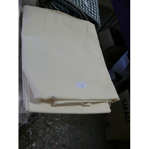 346 - QUANTITY OF SQUARES OF CREAM FABRIC 120CM X 120CM 100% COTTON