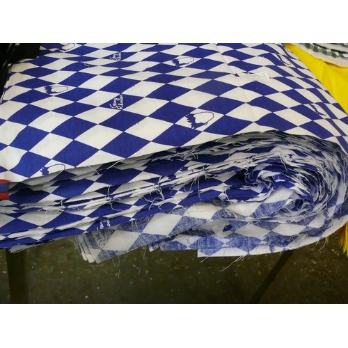 349J - LARGE QUANTITY OF GARY RHODES BLUE AND WHITE DIAMOND FABRIC PIECES 55CM X 70CM