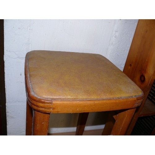 350 - VINTAGE LEATHER TOPPED STOOL