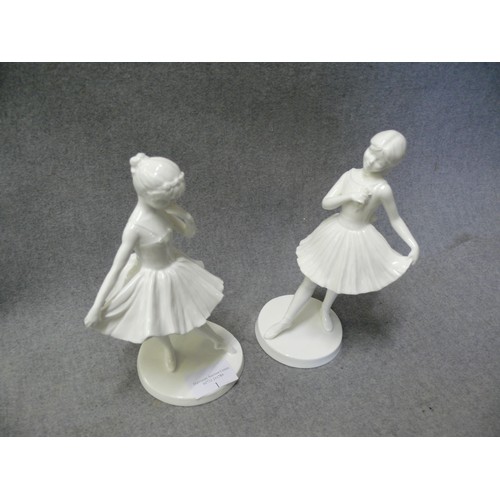 1 - A PAIR OF BEAUTIFUL BALLERINAS BY COALPORT SCULPTED BY SHEILA MITCHELL No 1 IS CALLED 'BUTTERFLIES'.... 