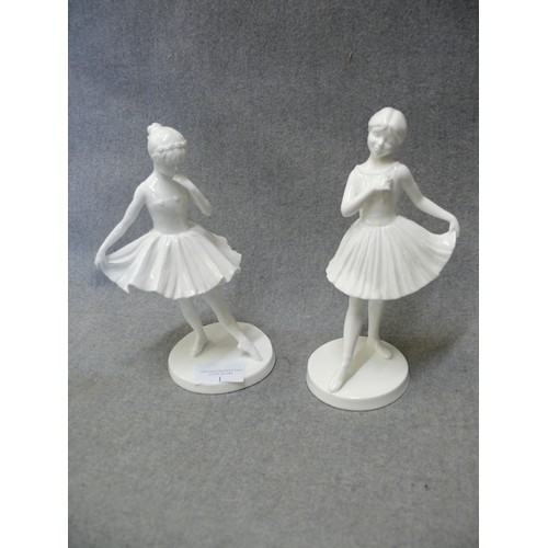 1 - A PAIR OF BEAUTIFUL BALLERINAS BY COALPORT SCULPTED BY SHEILA MITCHELL No 1 IS CALLED 'BUTTERFLIES'.... 