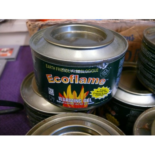 64 - CAMPING GAS STOVES AND 8 NEW TINS OF ECOFLAME WARMING GEL