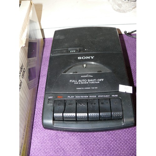 94 - A VINTAGE PYE CASSETTE RECORDER MODEL 9110 WITH ORIGINAL BOX PLUS A SONY CASSETTE RECORDER AND A SHA... 