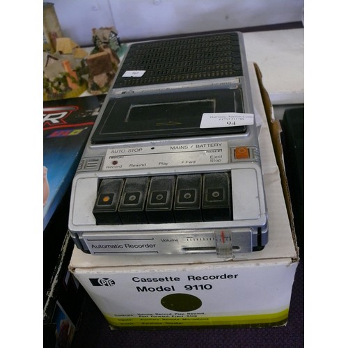 94 - A VINTAGE PYE CASSETTE RECORDER MODEL 9110 WITH ORIGINAL BOX PLUS A SONY CASSETTE RECORDER AND A SHA... 