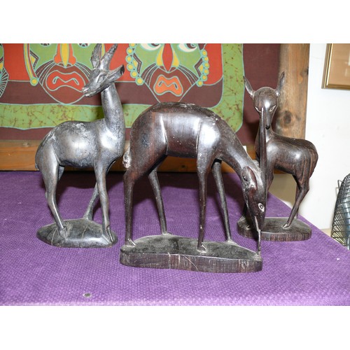 109 - 3 CARVED ANIMALS HAND CRAFTED IN KENYA