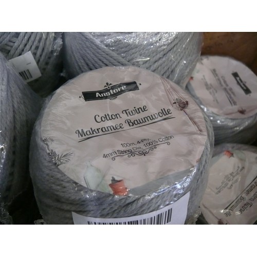 108 - 10 BALLS OF GREY MACRAME/CRAFT CORD 4PLY 100M PER ROLL