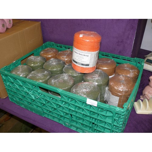 106 - A CRATE CONTAINING 15 BALL OF MACRAME /CRAFT CORD IN 3 COLOURS 4PLY 300M PER ROLL