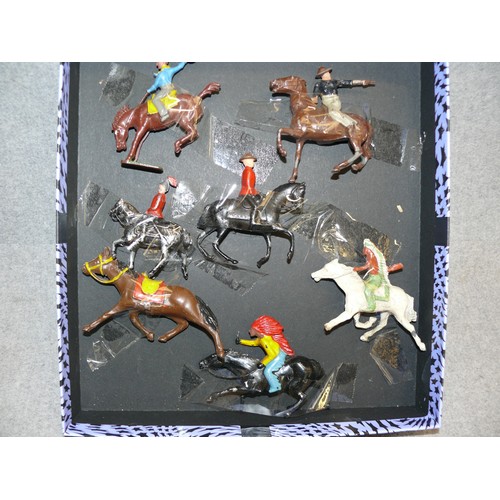 77 - 3 TRAYS OF LEAD FIGURES  CONSISTING OF COWBOYS AND INDIANS AND VARIOUS SOLDIERS