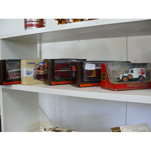 83 - 5 DIECAST VEHICLES INCLUDING 3 GILBOWS  - 1 SINGLE DECKER BUS, 1 COACH & 1 DOUBLE DECKER BUS PLUS MA... 