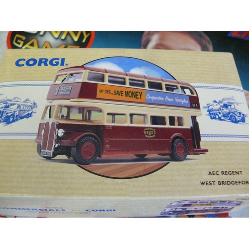 83 - 5 DIECAST VEHICLES INCLUDING 3 GILBOWS  - 1 SINGLE DECKER BUS, 1 COACH & 1 DOUBLE DECKER BUS PLUS MA... 