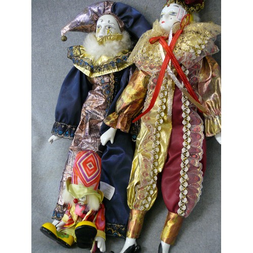 112 - 3 DECORATIVE PORCELAIN CLOWN FIGURES