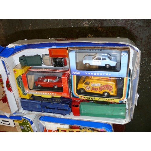 199 - A BOX OF COLLECTORS VEHICLES TO INCLUDE CORGI, VANGUARS, DINKY ETC