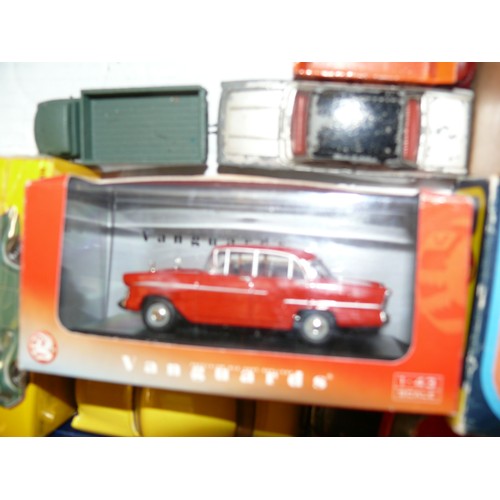 199 - A BOX OF COLLECTORS VEHICLES TO INCLUDE CORGI, VANGUARS, DINKY ETC