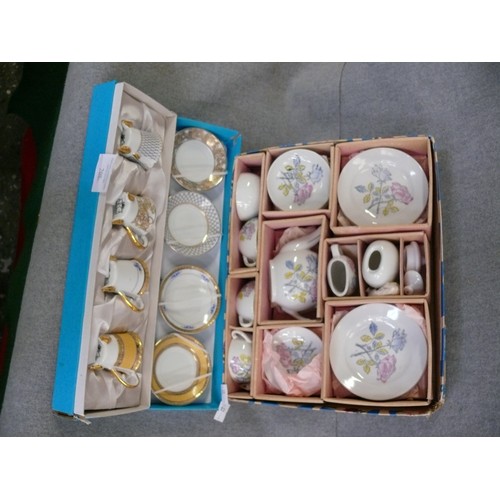 208 - 2 BOXES OF MINIATURE FINE BONE CHINA TEASETS