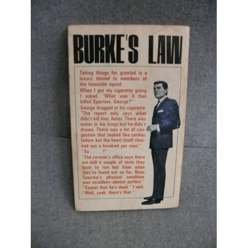 212 - PAPERBACK EDITION OF BURKES LAW BY JOHN FULLER PRINTED ALONGSIDE TV SERIES