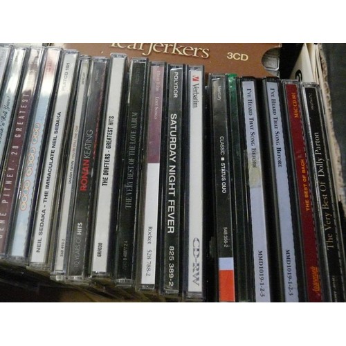 185 - LARGE TRAY OF ASSORTED CDS INCLUDING SHANIA TWAIN AND ELTON JOHN PLUS HORNBLOWER BOXSET