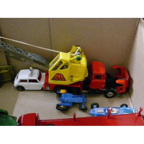 187 - A BOX OF COLLECTORS VEHICLES TO INCLUDE CORGI SUPERHAULERS, VANGUARDS, MATCHBOX ETC