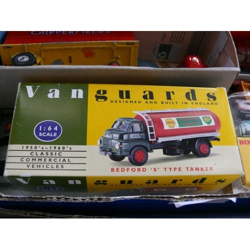 198 - A BOX OF COLLECTORS VEHICLES TO INCLUDE VANGUARDS, DINKY, TNT ETC