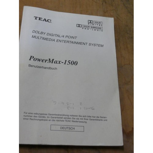 232 - TEAC DOLBY DIGITAL 4 POINT MULTIMEDIA ENTERTAINMENT SYSTEM POWERMAX 1500