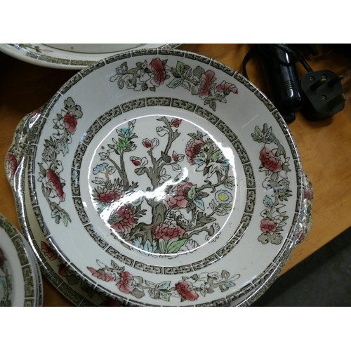 248 - A LARGE INDIAN TREE DINNER SERVICE BY JOHNSON BROTHERS TO INCLUDE PLATES, TUREENS TEAPOT ETC