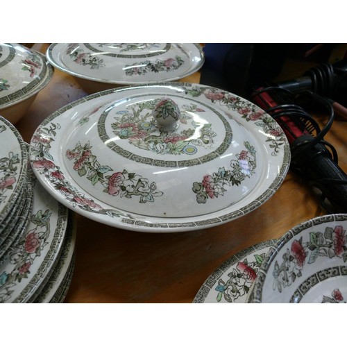 248 - A LARGE INDIAN TREE DINNER SERVICE BY JOHNSON BROTHERS TO INCLUDE PLATES, TUREENS TEAPOT ETC