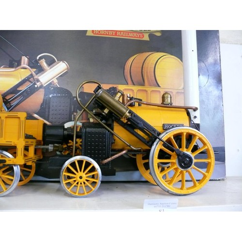 81 - A HORNBY RAILWAYS REAL STEAM STEPHENSONS ROCKET TRAIN SET 3.5 GAUGE WITH ORIGINAL BOX AND BOX