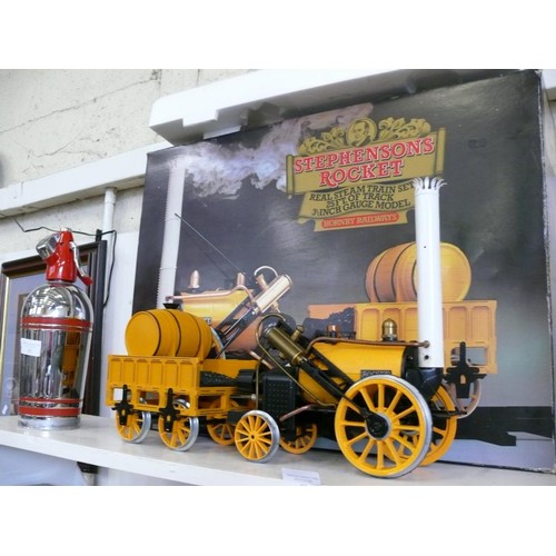 81 - A HORNBY RAILWAYS REAL STEAM STEPHENSONS ROCKET TRAIN SET 3.5 GAUGE WITH ORIGINAL BOX AND BOX