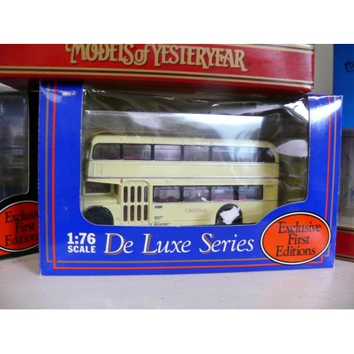 85 - 5 DIECAST VEHICLES INCLUDING 2 GILBOW DOUBLE DECKER BUSES, CORGI BLACKPOOL TRAM & 2 MATCHBOX WAGONS