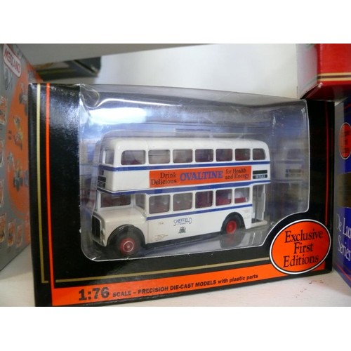 85 - 5 DIECAST VEHICLES INCLUDING 2 GILBOW DOUBLE DECKER BUSES, CORGI BLACKPOOL TRAM & 2 MATCHBOX WAGONS