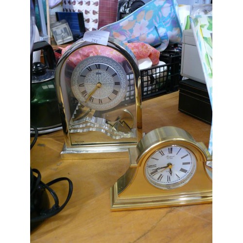 251 - 2 BRASS COLOURED MANTLE CLOCKS