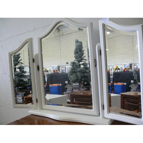 354 - A WHITE TRIPLE DRESSING TABLE MIRROR