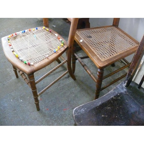 355 - 2 VINTAGE WOODEN CHAIRS WITH CANE WEBBED SEATS