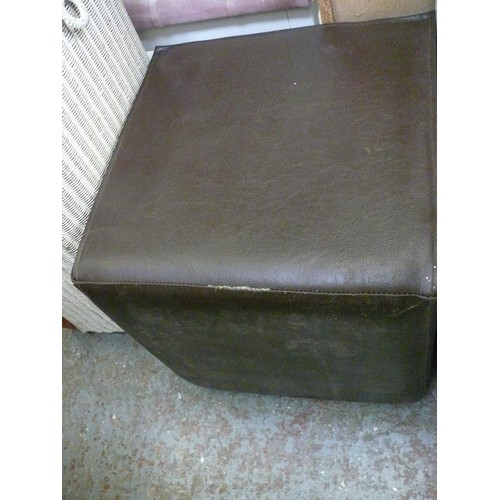 357 - A BROWN FAUX LEATHER CUBE WITH REMOVAL COVER