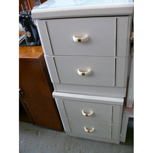 359 - 2 WHITE RETRO 2 DRAWER BEDSIDE CABINETS