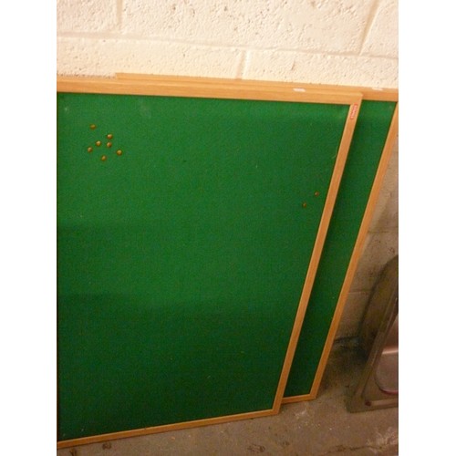 430 - 2 X NOTICE BOARDS, GREEN  BAIZE AND WOODEN FRAMES