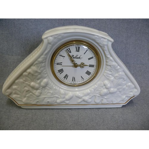 6 - A LARGE IRISH BELLEEK MANTAL CLOCK